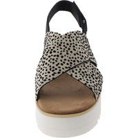 Diana Crossover Womens Canvas Cheetah Print Wedge Sandals
