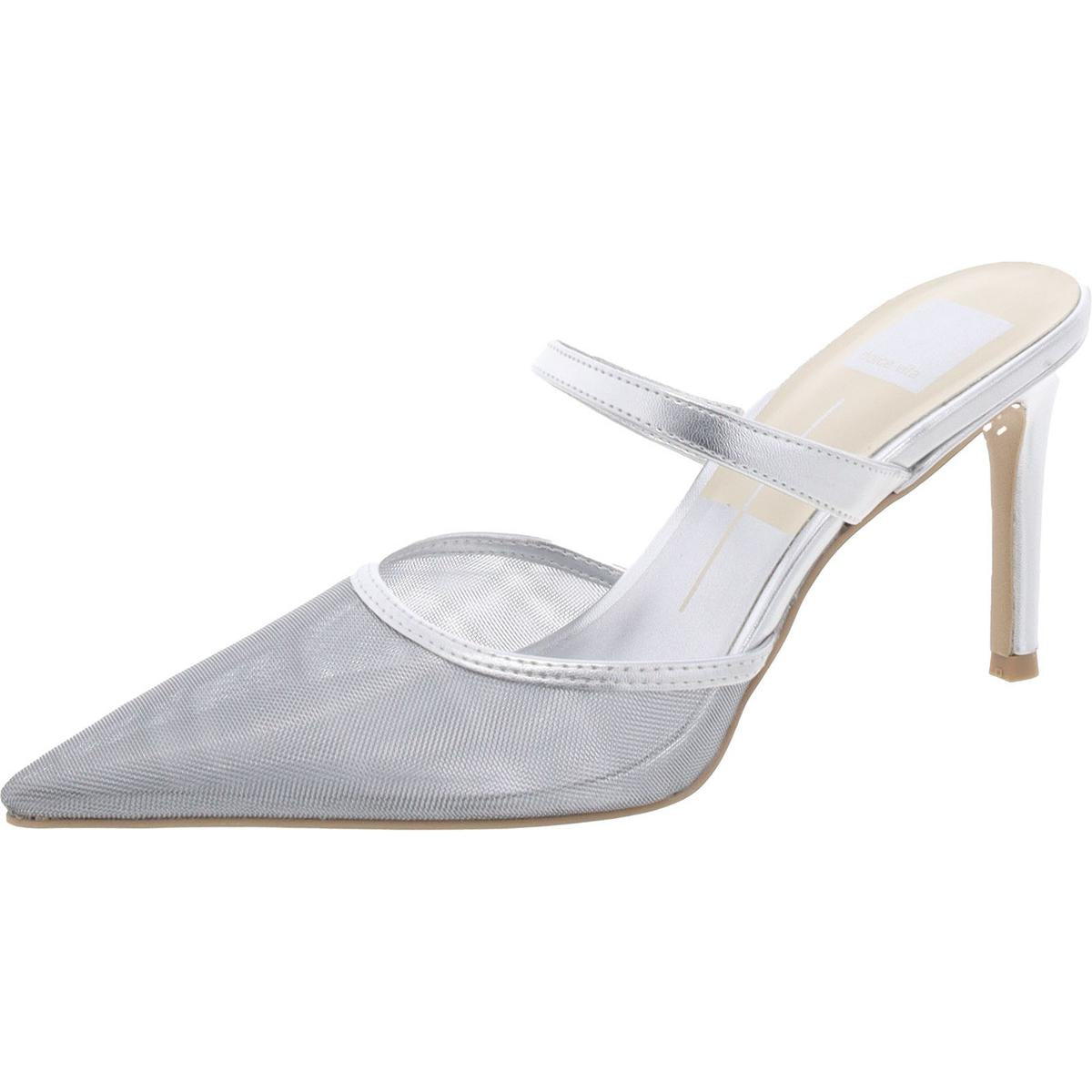 Katik Womens Mesh Pointed Toe Mules 10 Medium Silver Mesh