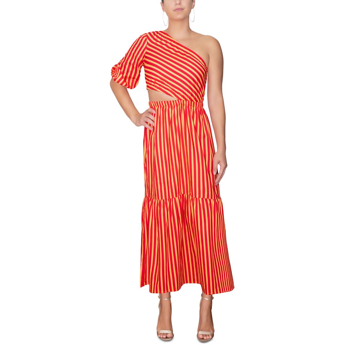 Womens Cotton One-Shoulder Maxi Dress