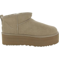 Classic Ultra Mini Platform Womens Suede Sherpa Ankle Boots