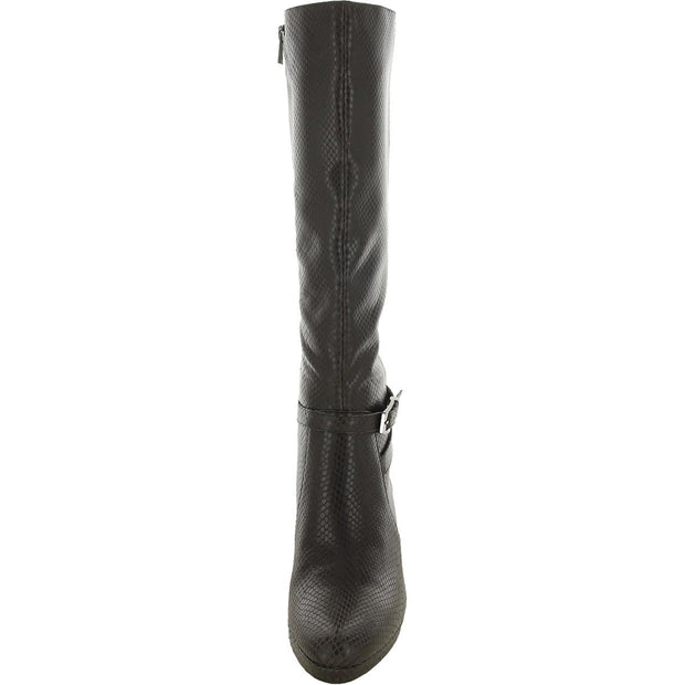 Taelynn Womens Zipper Leather Knee-High Boots