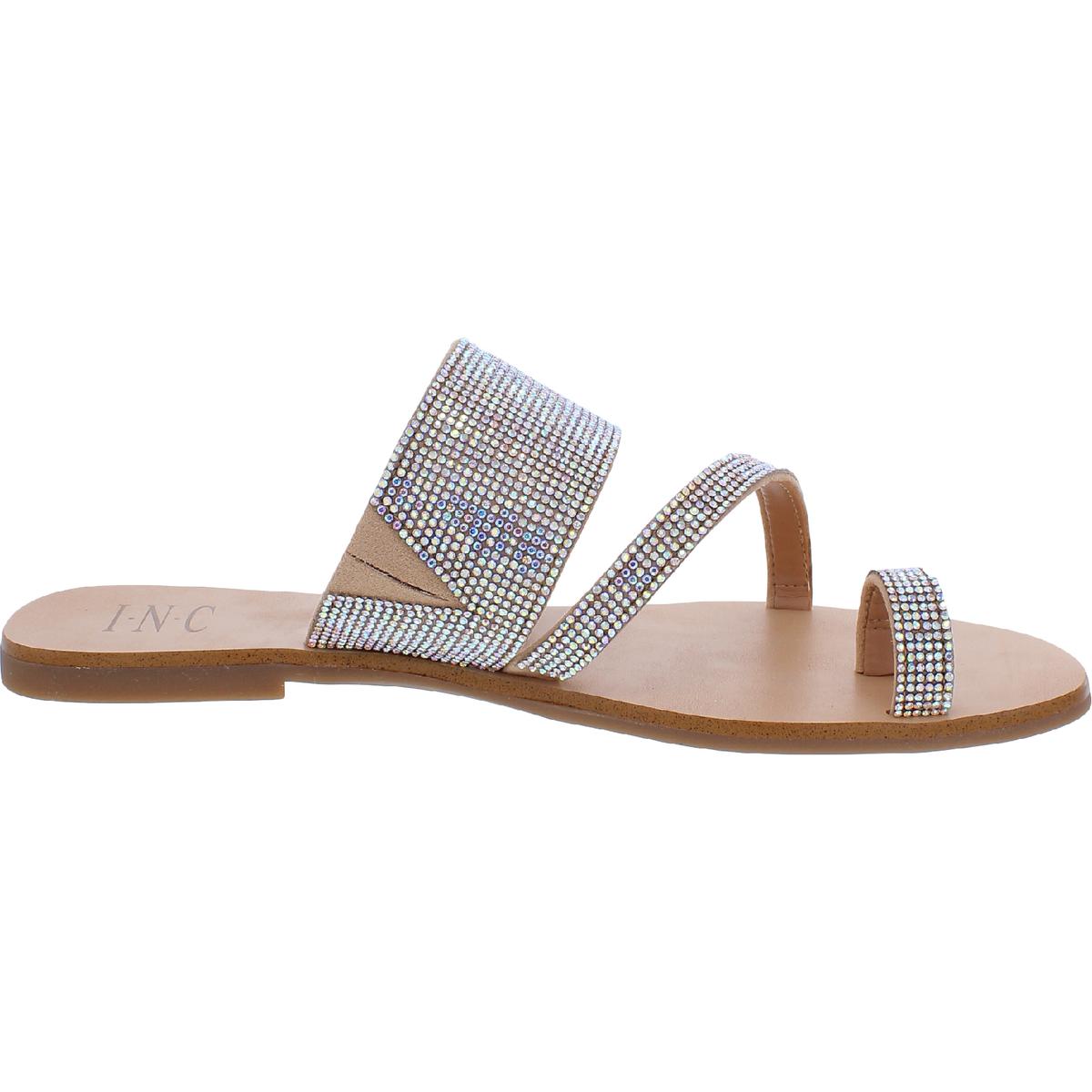 Gianolo Womens Rhinestone Flat Sandals