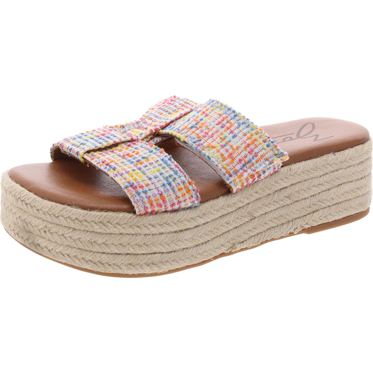 Izzy Womens Cushioned Footbed Woven Slide Sandals 9 Medium Rainbow Multi Fabric