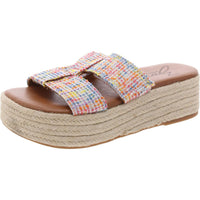 Izzy Womens Cushioned Footbed Woven Slide Sandals 9 Medium Rainbow Multi Fabric