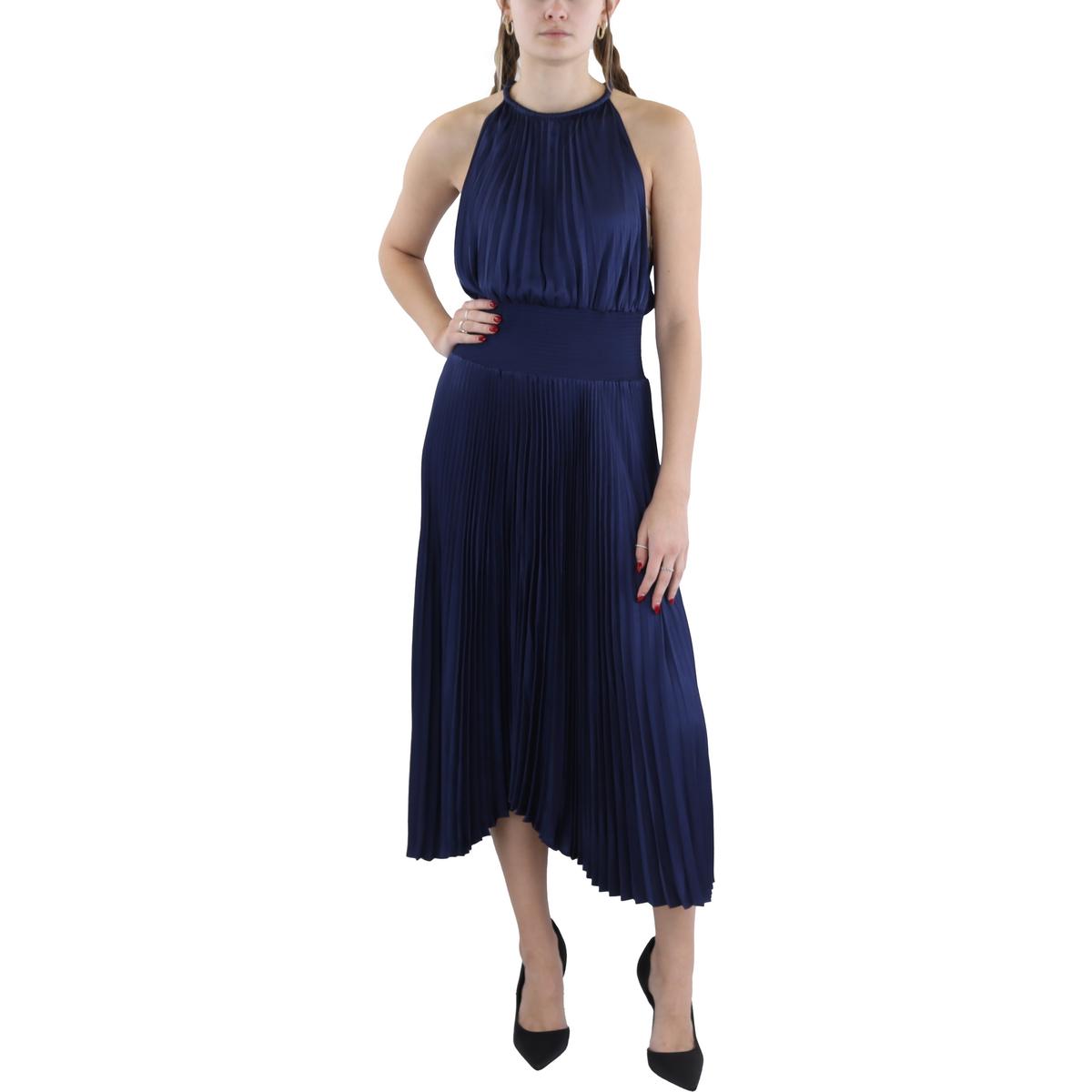 Womens Pleated Maxi Halter Dress