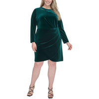 Plus Womens Cut-Out Polyester Mini Dress