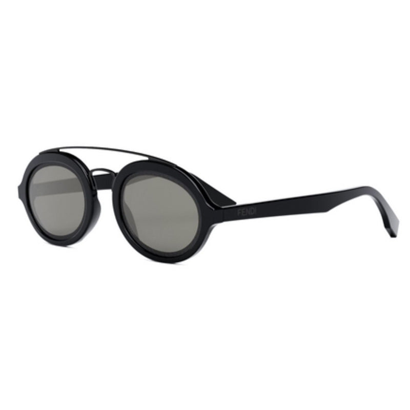Fendi Sunglasses Oval Full Rim, Shiny Black Frame and Smoke Lens FE40094I01A