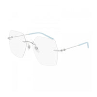 Gucci Eyeglasses Square Rimless, Silver Frame and Clear Demo Lenses Lens GG0683O002