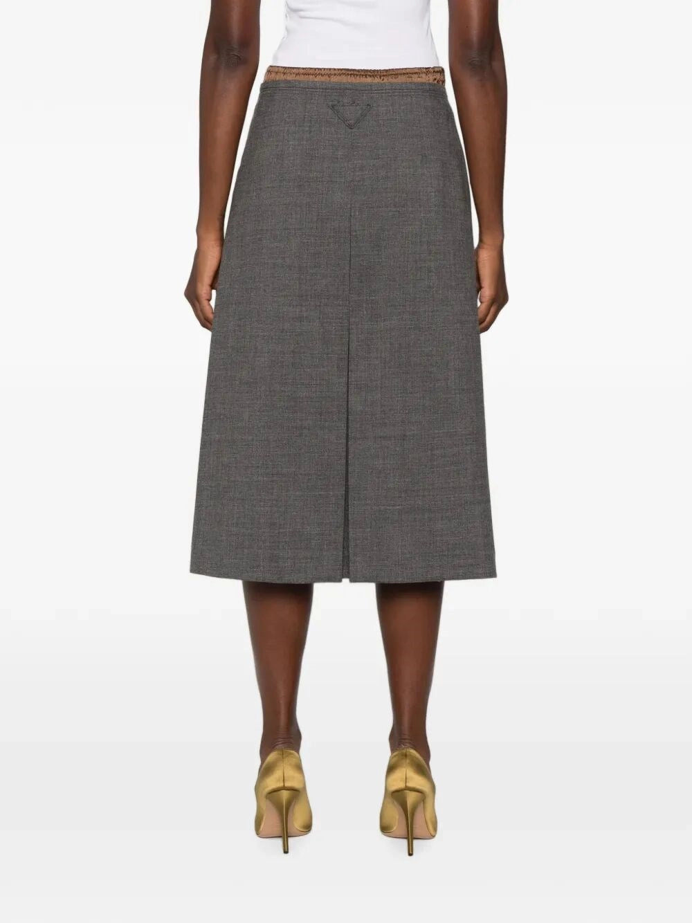 Prada Women Wool Skirt With Nylon Waistband