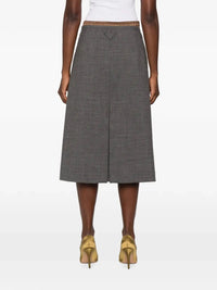 Prada Women Wool Skirt With Nylon Waistband