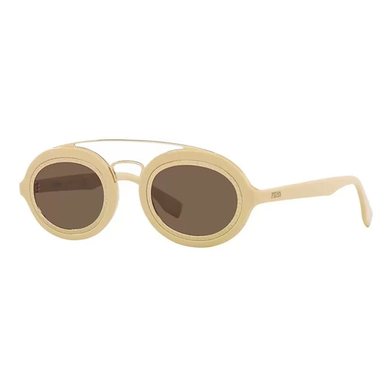 Fendi Sunglasses Oval Full Rim, Shiny Black Frame and Smoke Lens FE40094I01A