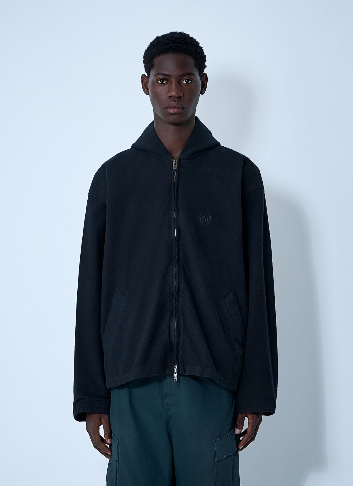 Balenciaga Men Logo Motif Zip-Up Jacket