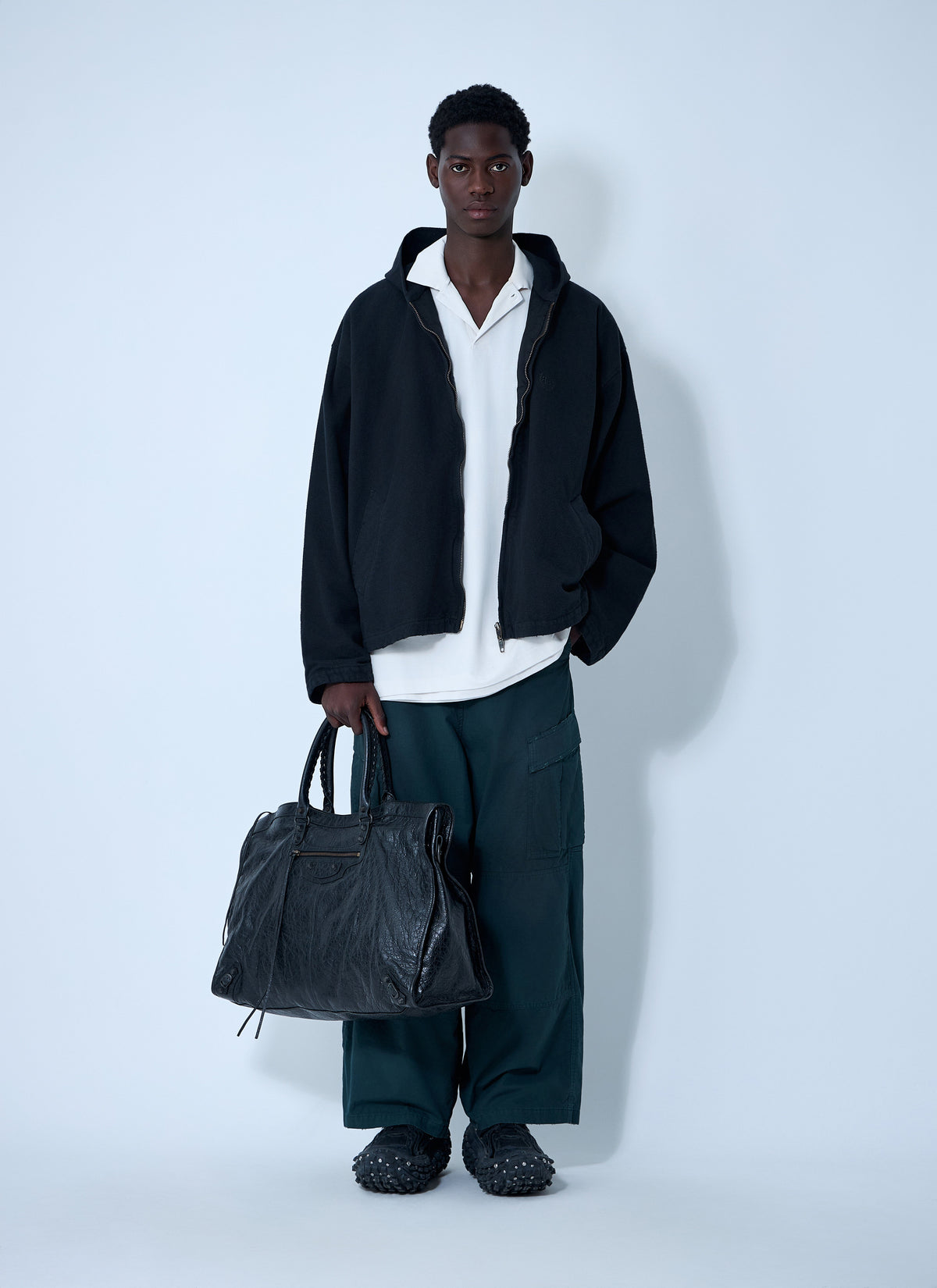 Balenciaga Men Logo Motif Zip-Up Jacket