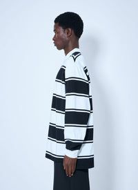Balenciaga Men Striped Logo-Patch Polo Shirt