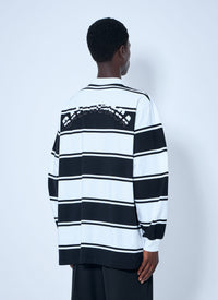 Balenciaga Men Striped Logo-Patch Polo Shirt