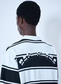 Balenciaga Men Striped Logo-Patch Polo Shirt