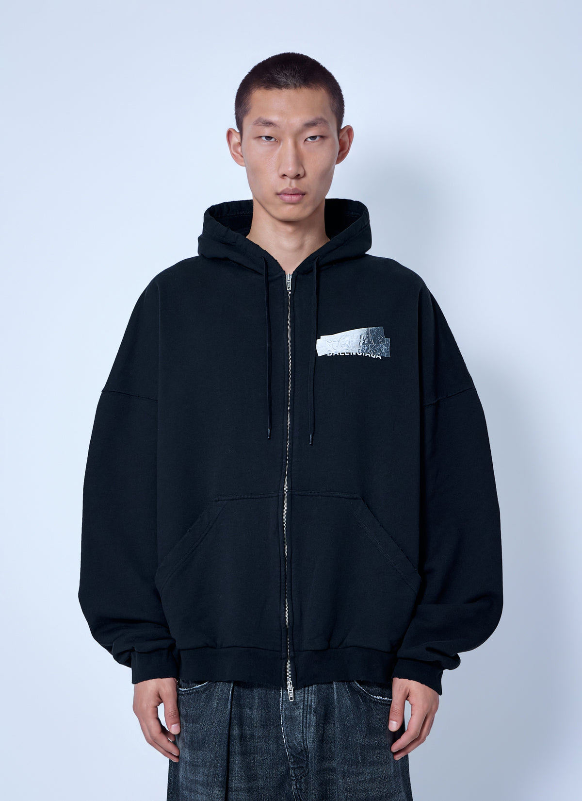 Balenciaga Men Large Zip-Up Hoodie