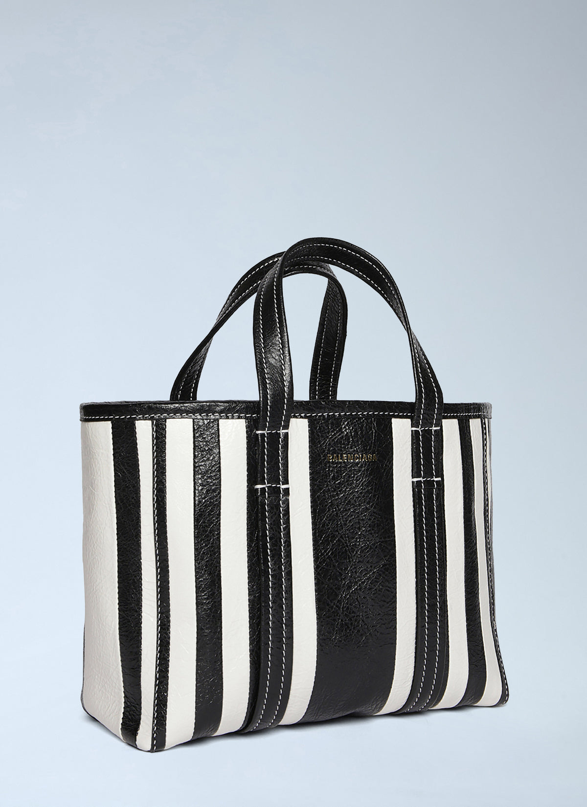 Balenciaga Balenciaga Women Barbes East West Shopper Tote Striped Leather Medium