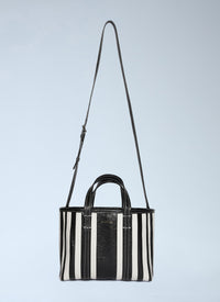 Balenciaga Balenciaga Women Barbes East West Shopper Tote Striped Leather Medium