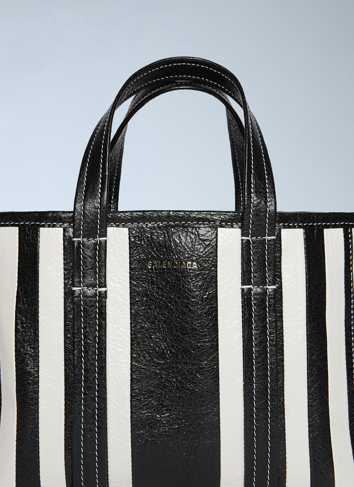 Balenciaga Balenciaga Women Barbes East West Shopper Tote Striped Leather Medium