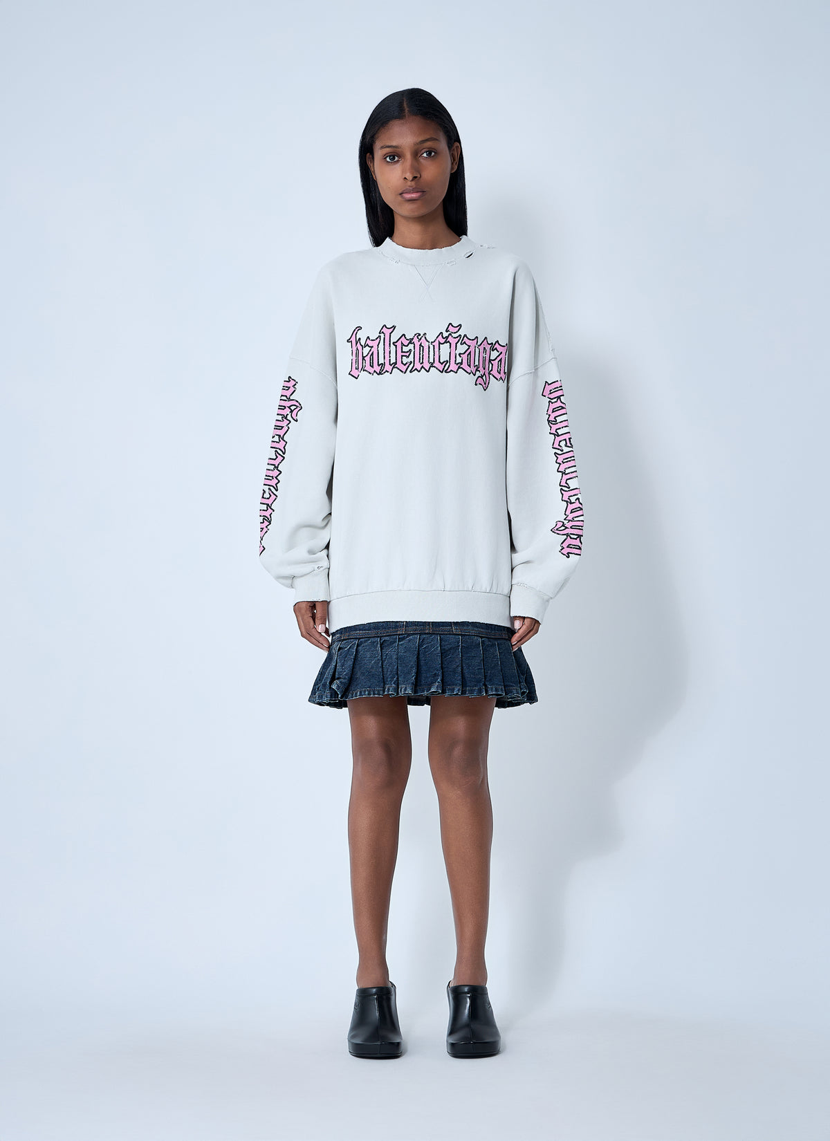 Balenciaga Women Logo Motif Sweatshirt Dress