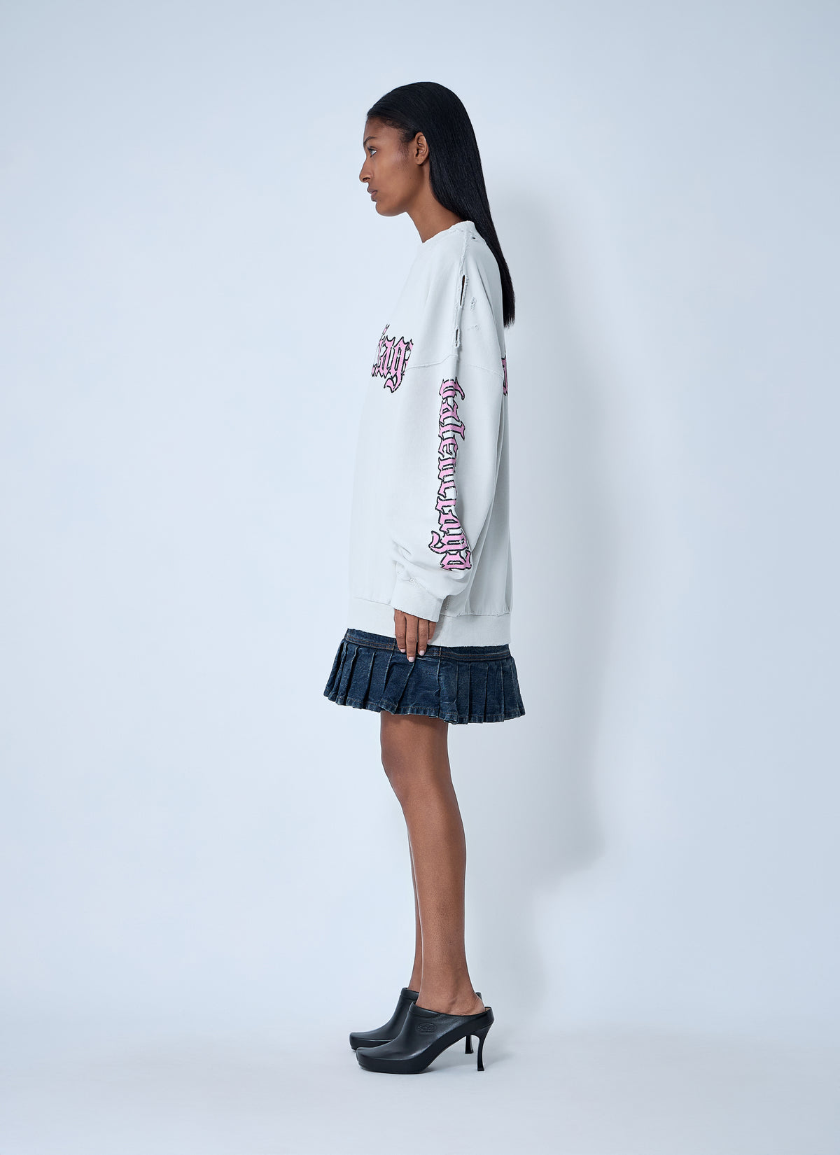 Balenciaga Women Logo Motif Sweatshirt Dress