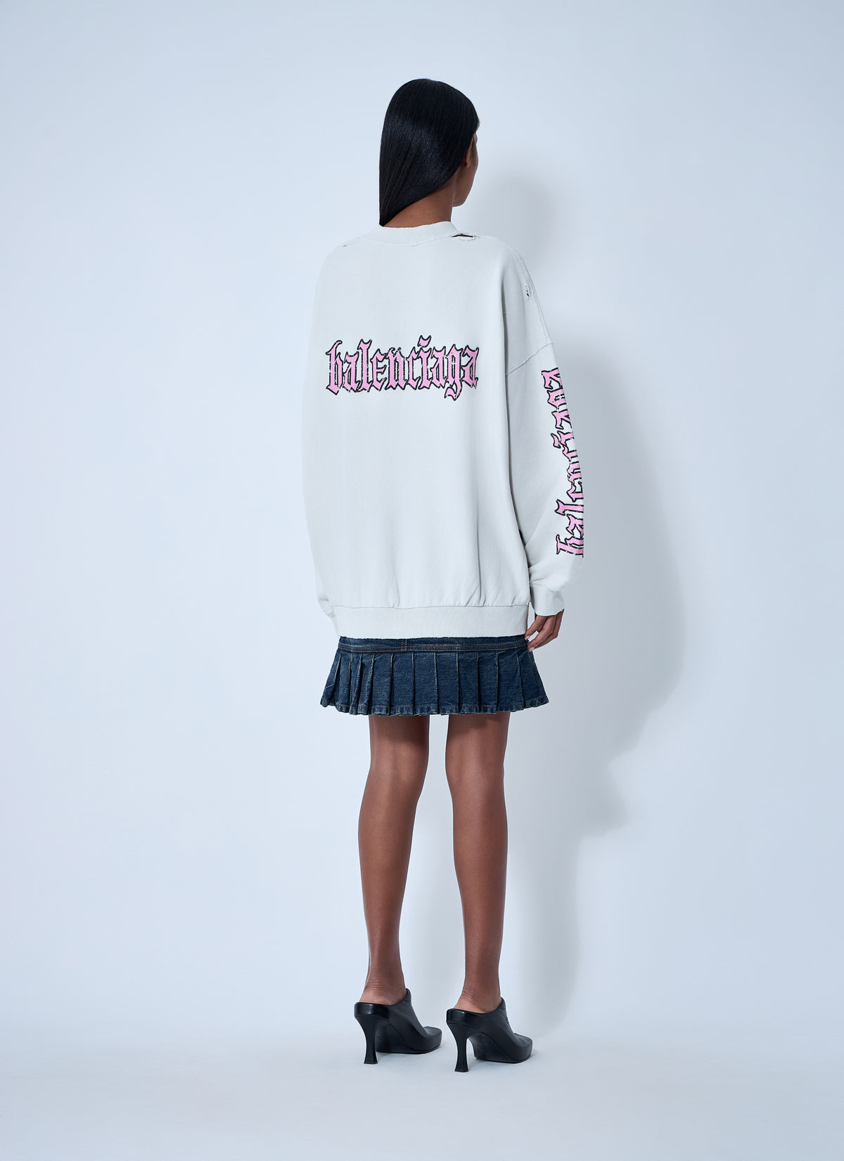 Balenciaga Women Logo Motif Sweatshirt Dress