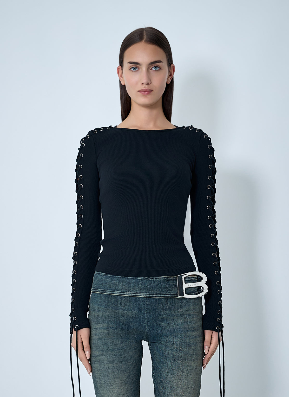 Balenciaga Balenciaga Women Lace-Up T-Shirt