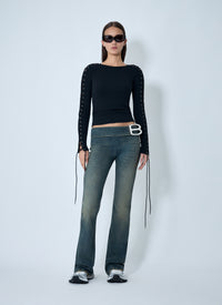 Balenciaga Balenciaga Women Lace-Up T-Shirt