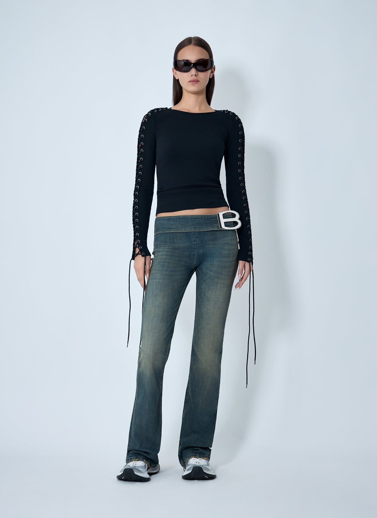 Balenciaga Balenciaga Women Lace-Up T-Shirt