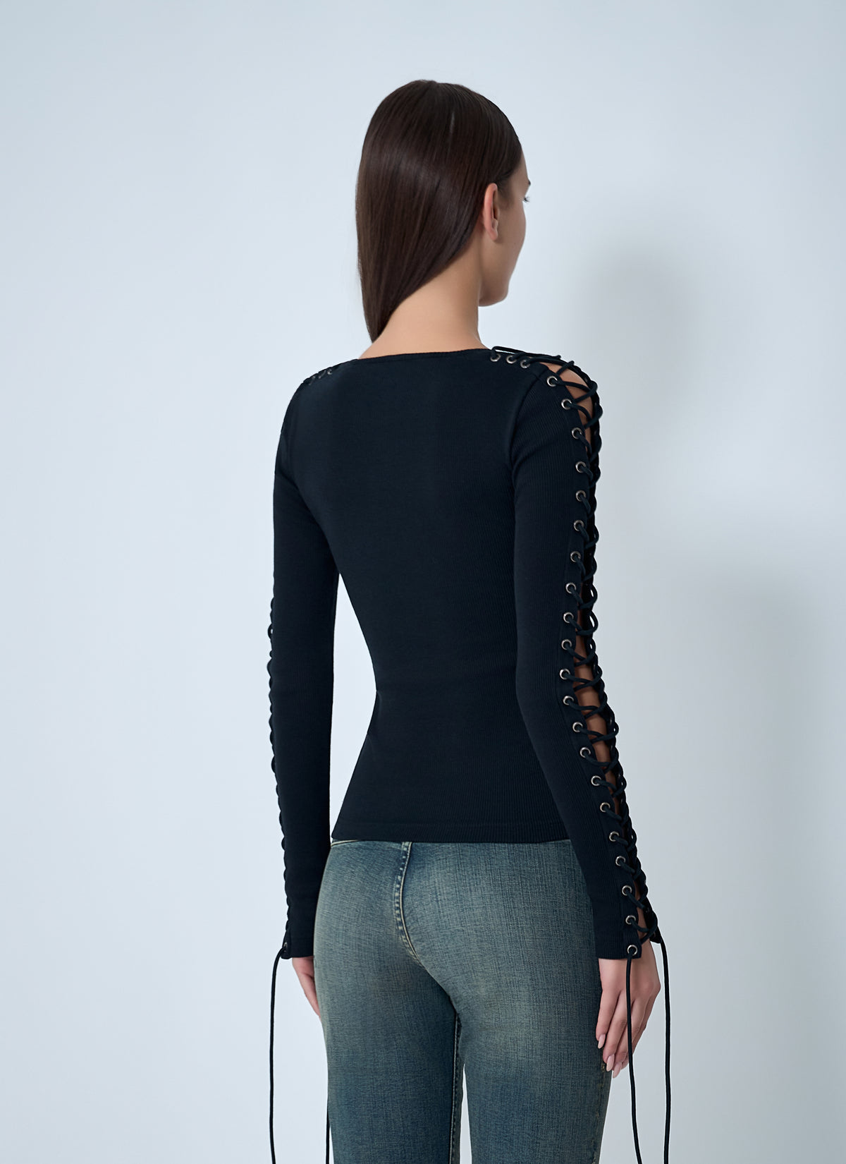 Balenciaga Balenciaga Women Lace-Up T-Shirt