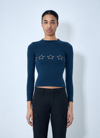 Balenciaga Balenciaga Women Star Embroidered Ribbed Top