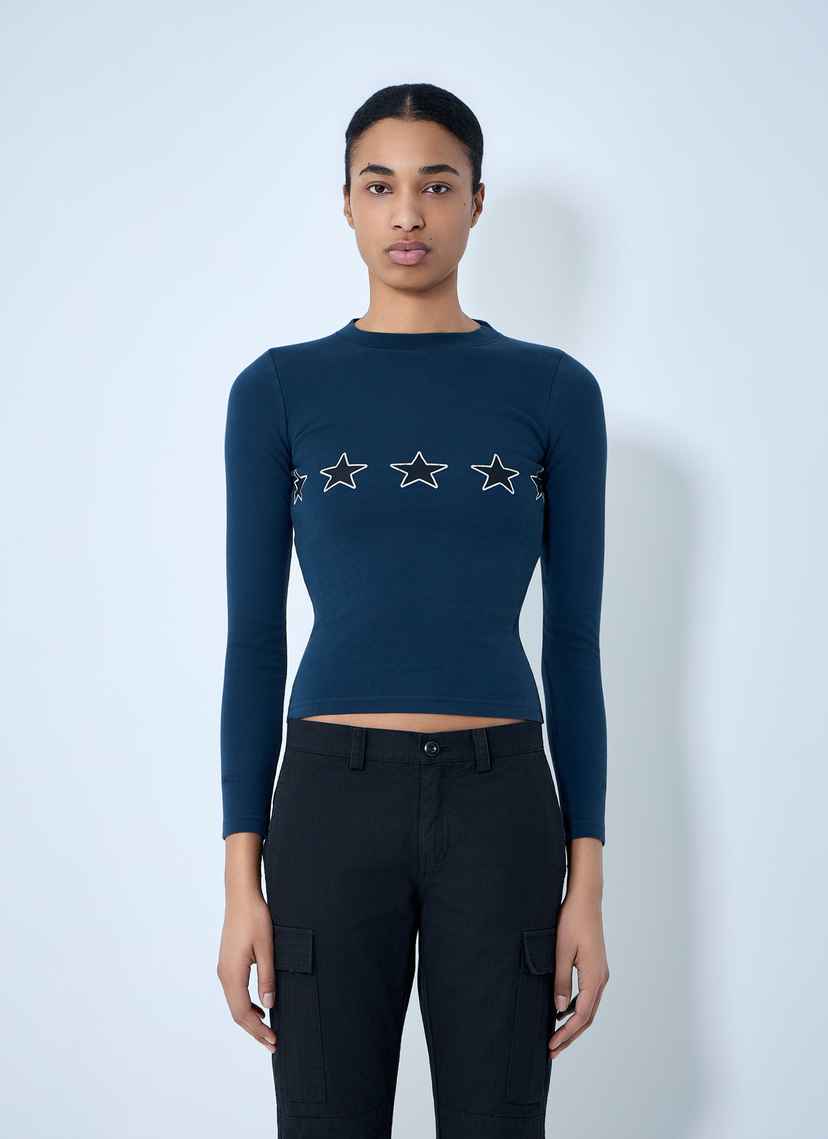 Balenciaga Balenciaga Women Star Embroidered Ribbed Top