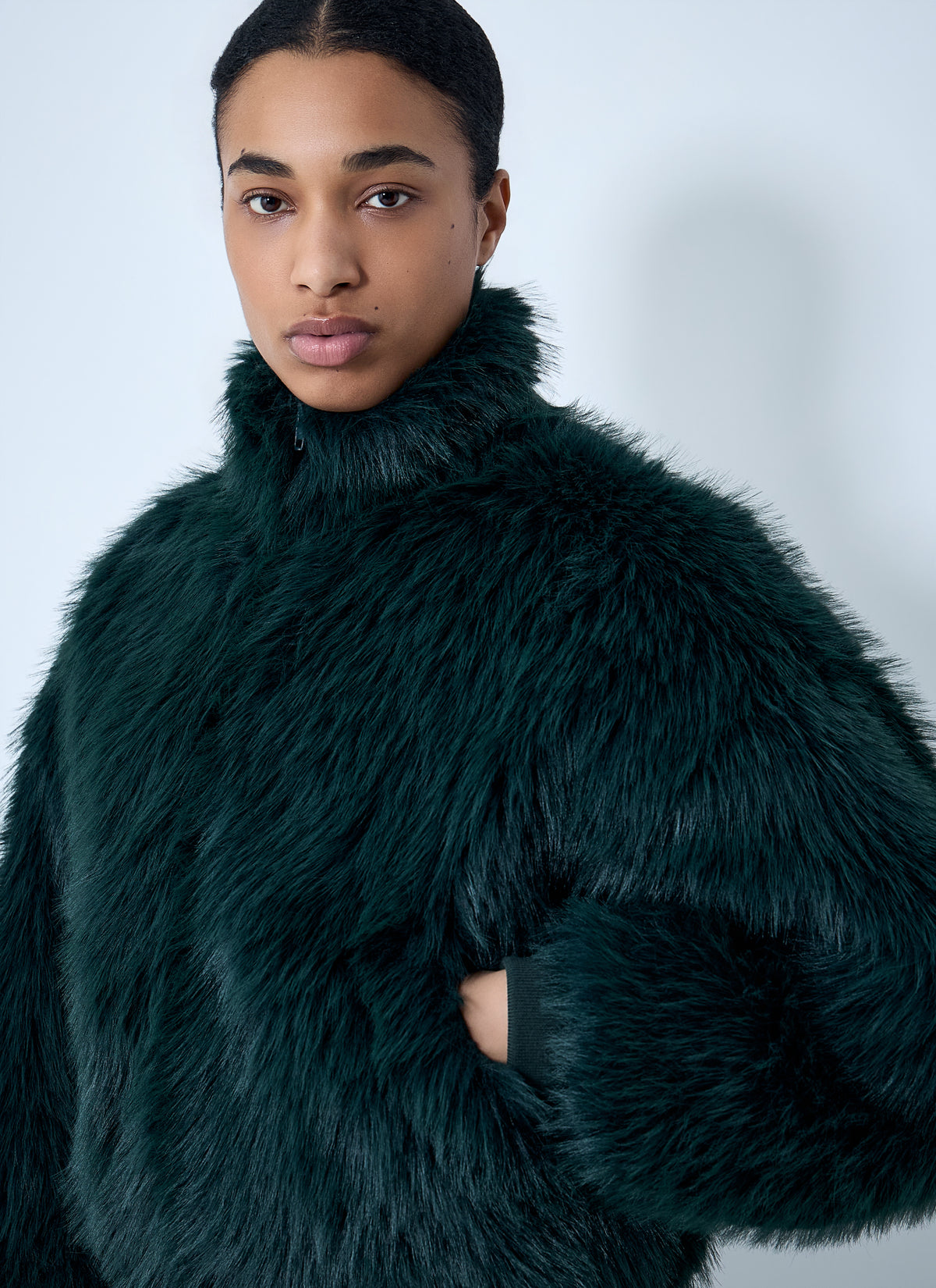 Balenciaga Balenciaga Women Faux Fur Bomber Jacket