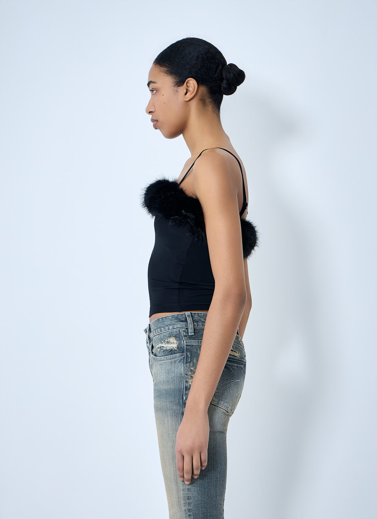 Balenciaga Women Faux Fur Strap Top
