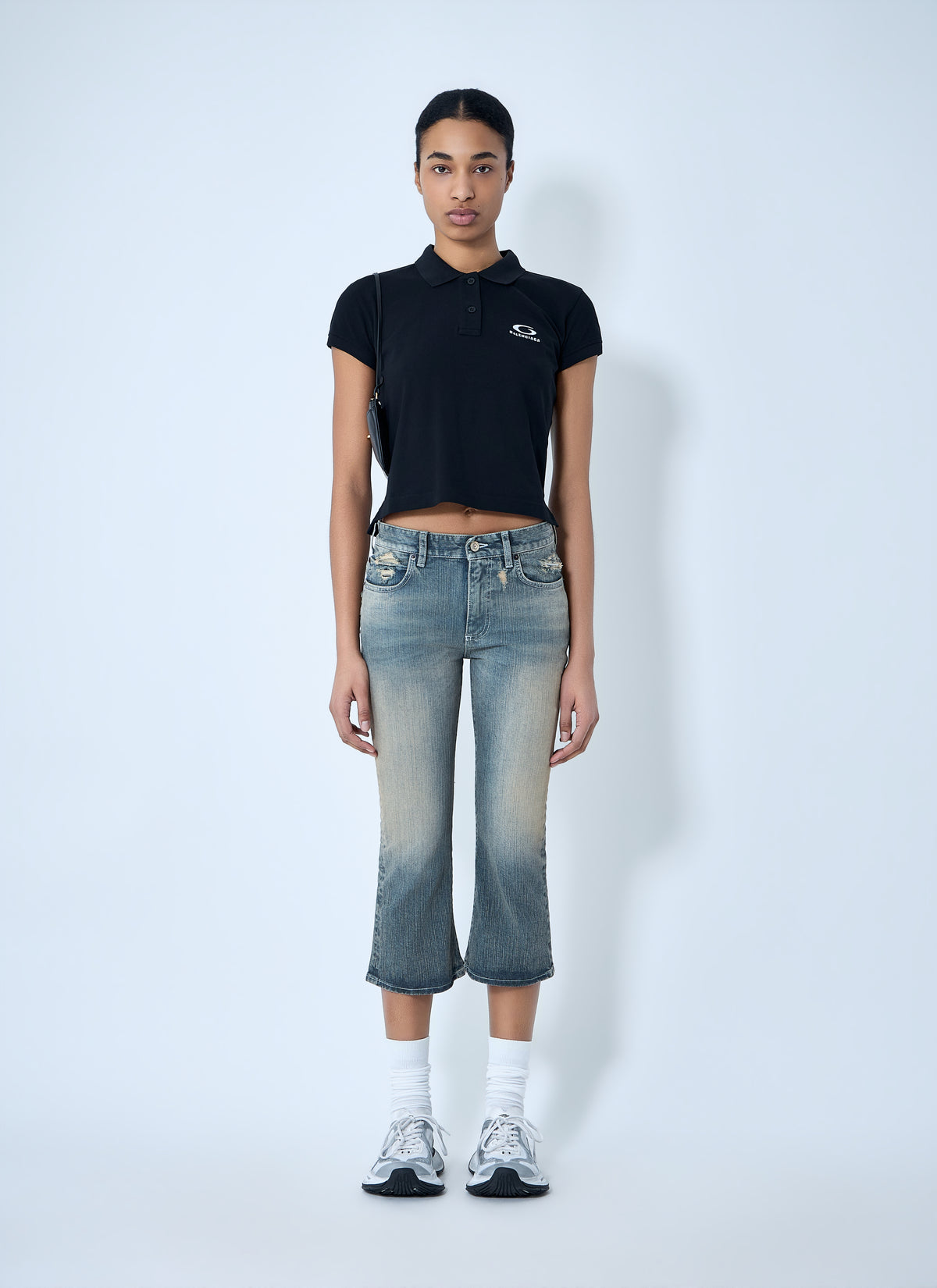 Balenciaga Balenciaga Women Cropped Distressed Denim Jeans