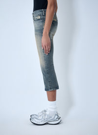 Balenciaga Balenciaga Women Cropped Distressed Denim Jeans