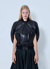 Balenciaga Balenciaga Women Structured Leather Bomber Jacket