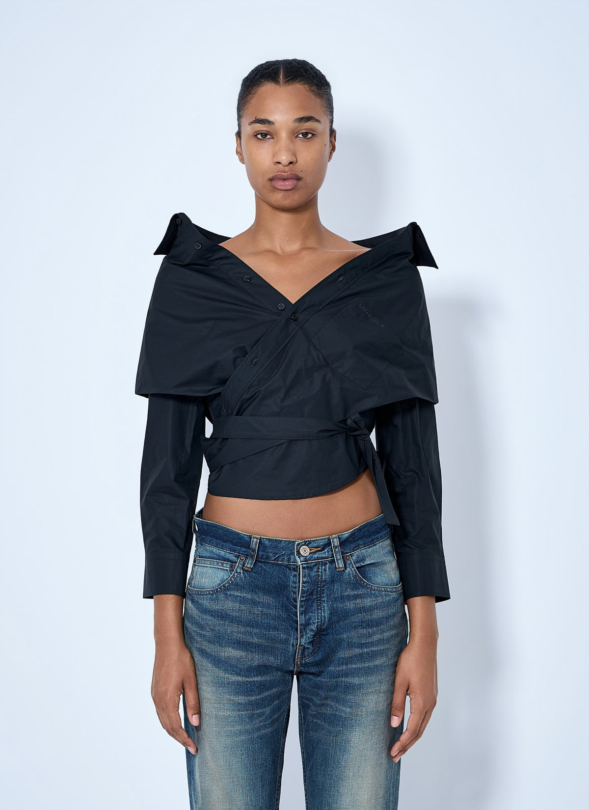 Balenciaga Balenciaga Women Off-Shoulder Wrap Shirt