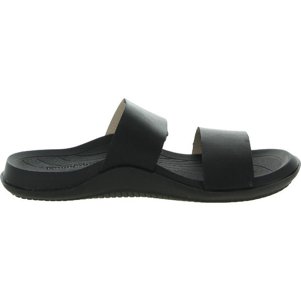 Libraa Womens Faux Leather Slip On Footbed Sandals