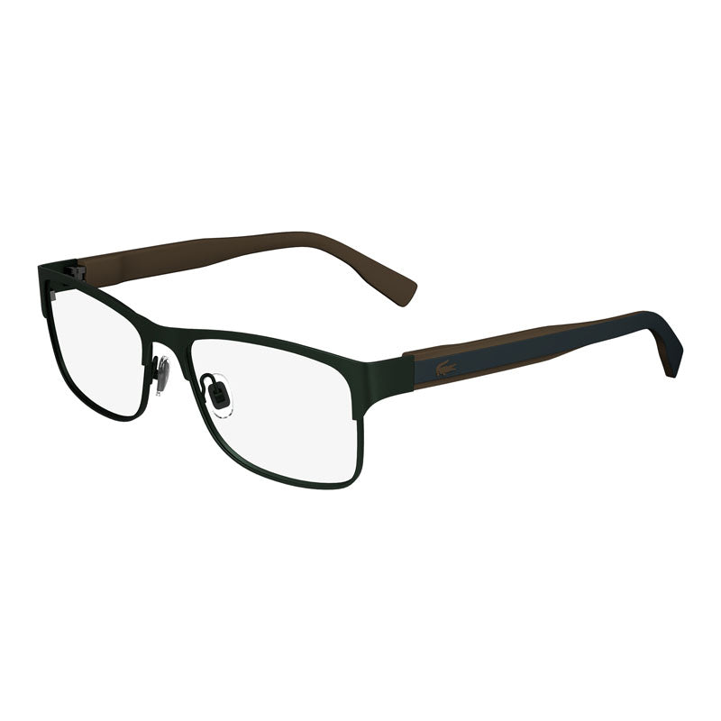 Lacoste Eyeglasses Rectangle Full Rim, Matte Grey Frame and Clear Demo Lens Lens L2294033