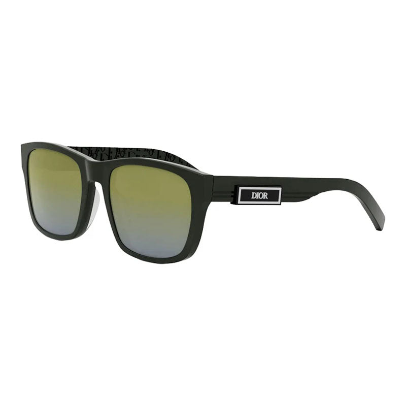 Dior Dior Sunglasses Square Full Rim, Dark Green Frame and Green Mirror Lens DIORB23S2F55H7