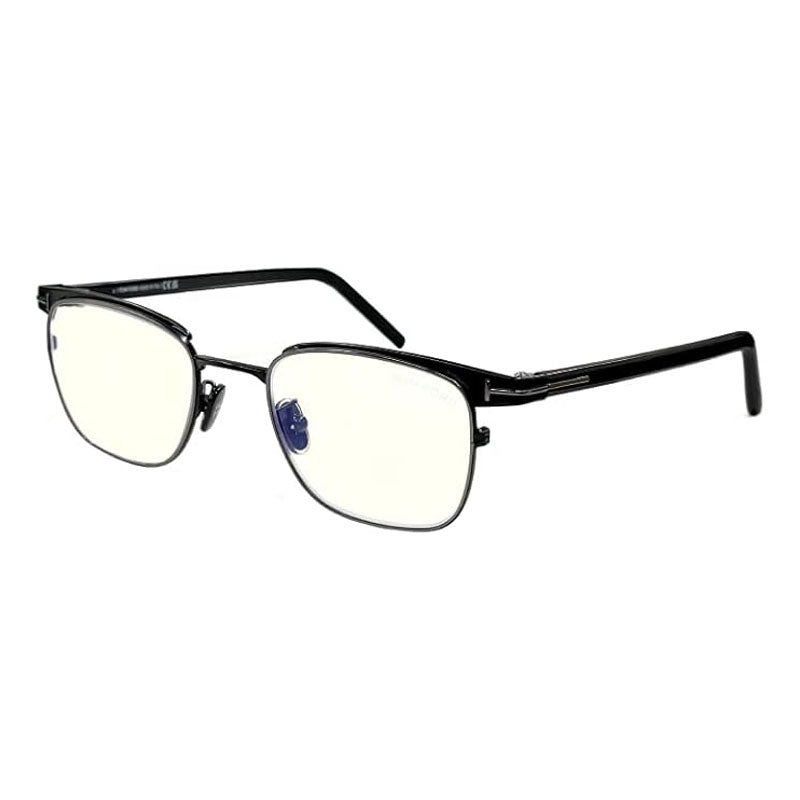 Tom Ford Tom Ford Eyeglasses Square Full Rim, Shiny Dark Brown/Gold Frame and Clear Blue Light Block Lens FT5854-D-B048