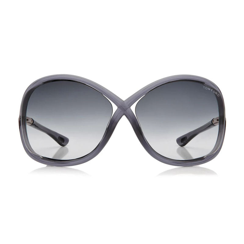 Tom Ford Sunglasses Geometric Semi Rim, Transparent Grey Frame and Gradient Smoke Lens FT00090B5