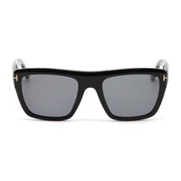 Tom Ford Tom Ford Sunglasses Square Full Rim, Shiny Black Frame and Smoke Polarized Lens FT1077-N01D