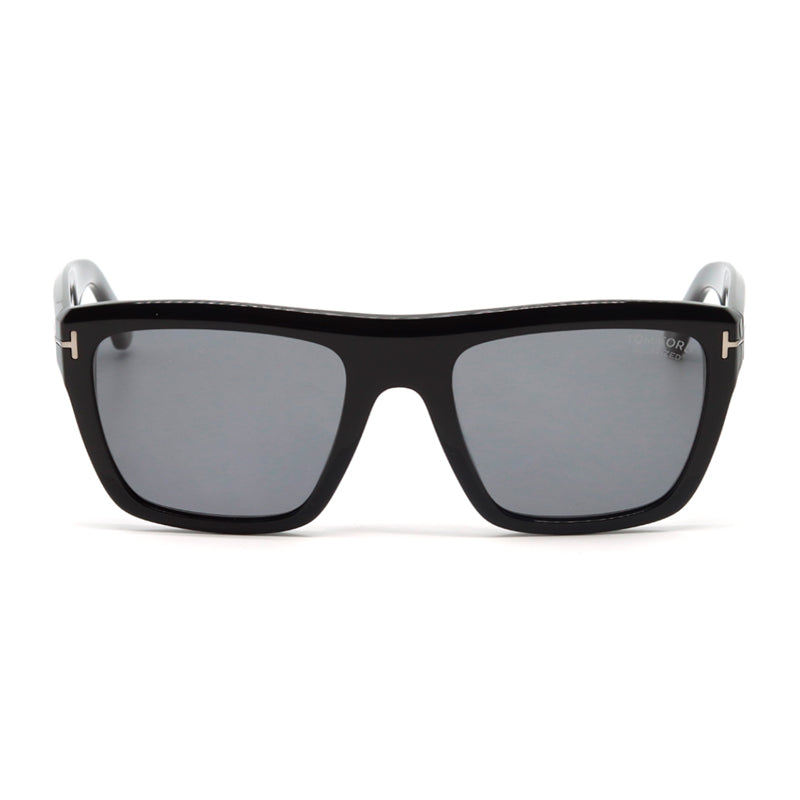 Tom Ford Tom Ford Sunglasses Square Full Rim, Shiny Black Frame and Smoke Polarized Lens FT1077-N01D