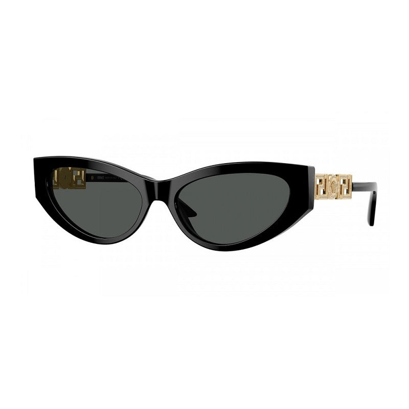 Versace Sunglasses Cat Eye Full Rim, Black Frame and Dark Grey Lens VE4470BGB1/87