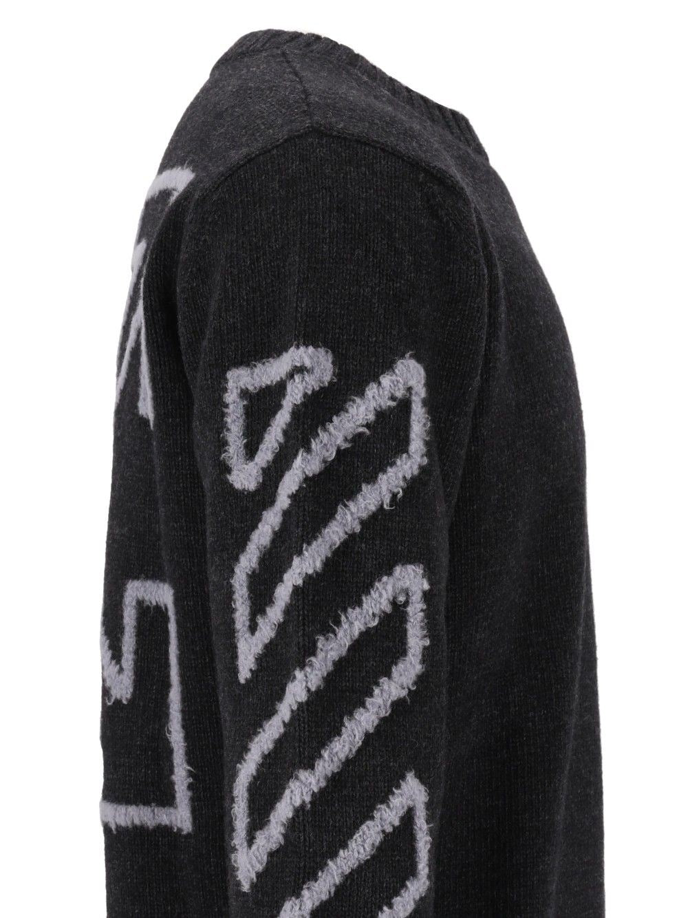 Off-white Off-White Men The Diagonal Arrow Fuzzy Crew Neck Sweater