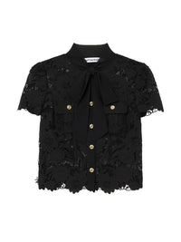 Self-Portrait Women Lace Tie Neck Top