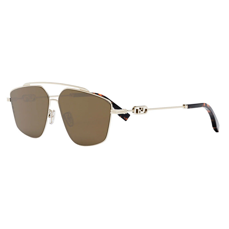 Fendi Fendi Sunglasses Aviator Full Rim, White Gold Frame and Brown Lens FE40079U32E